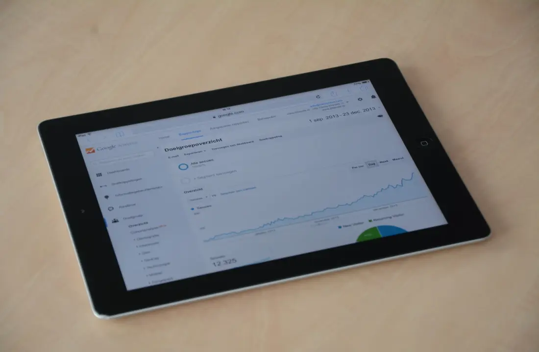 Une tablette affichant un tableau de bord d'analyse d'audience
